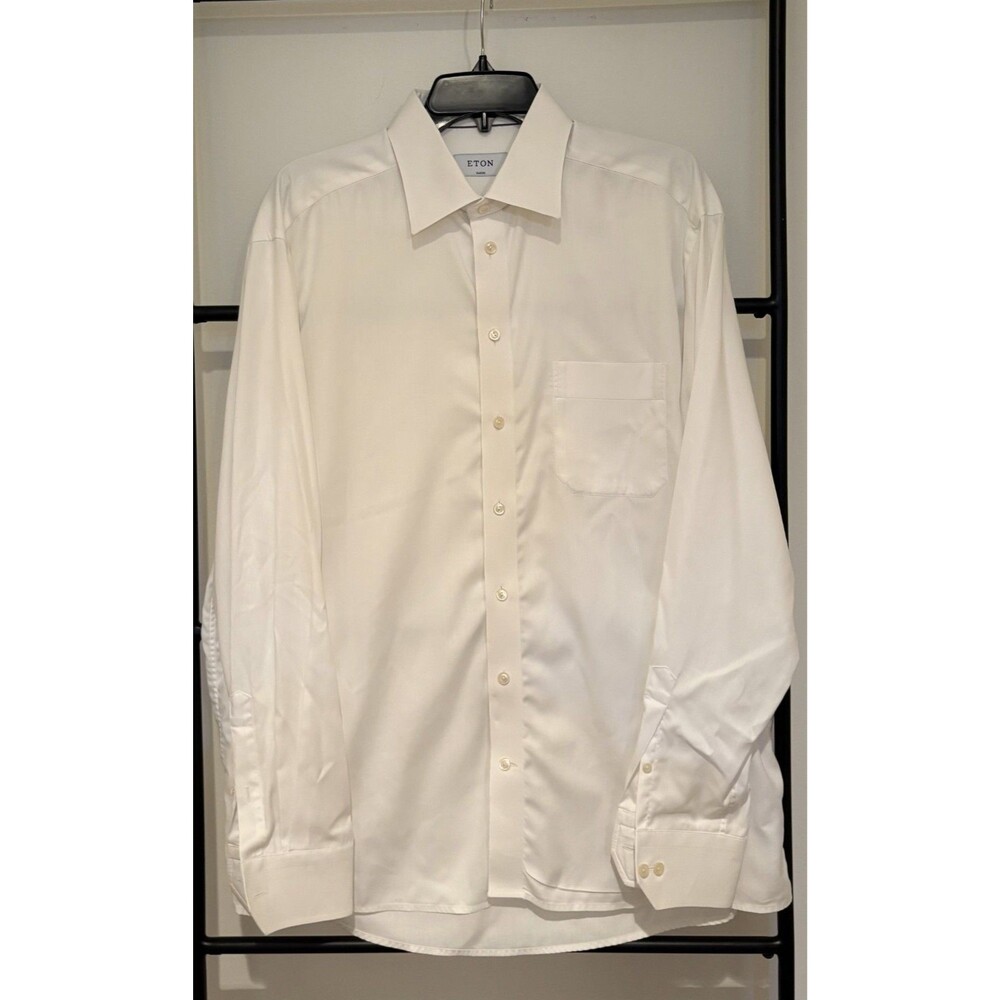 Eton Men's Cambridge Dress Shirt in White Classic Fit Size 17